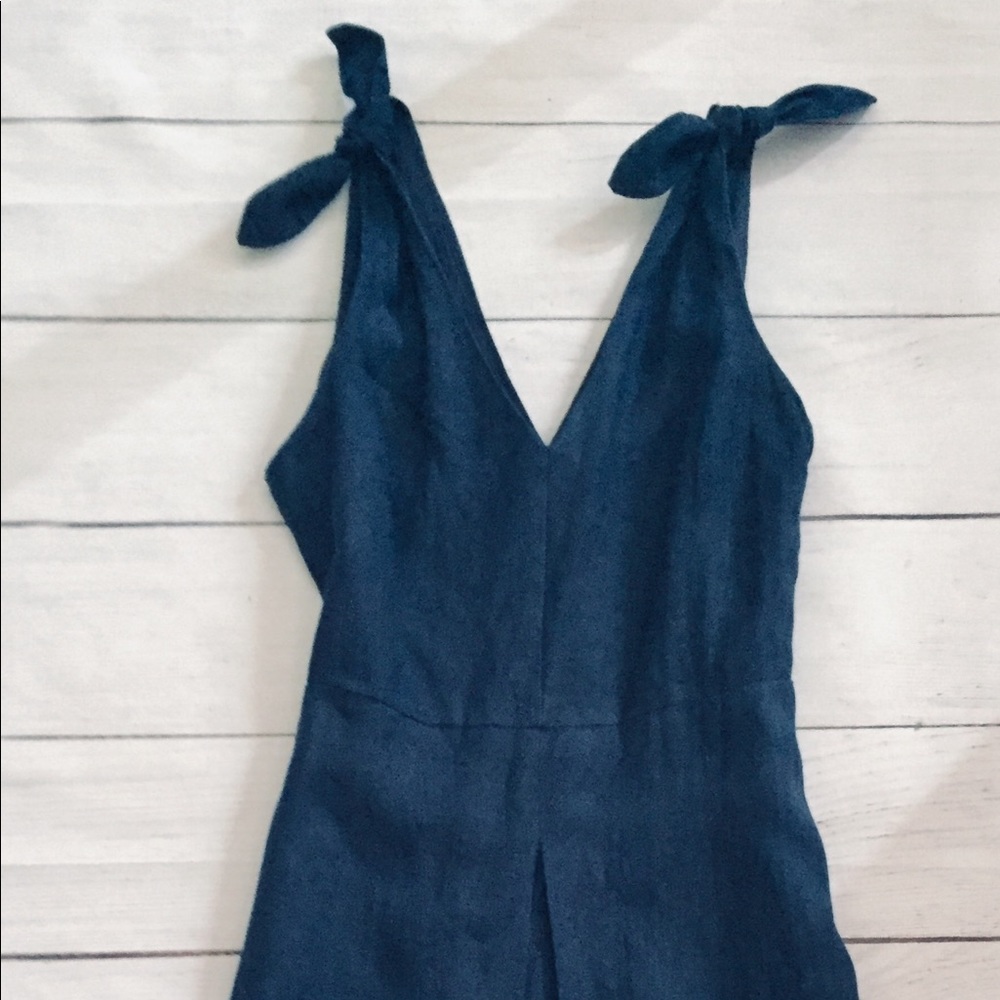 Gap Navy Blue V-neck Fit&Flare LinenCotton Dress S